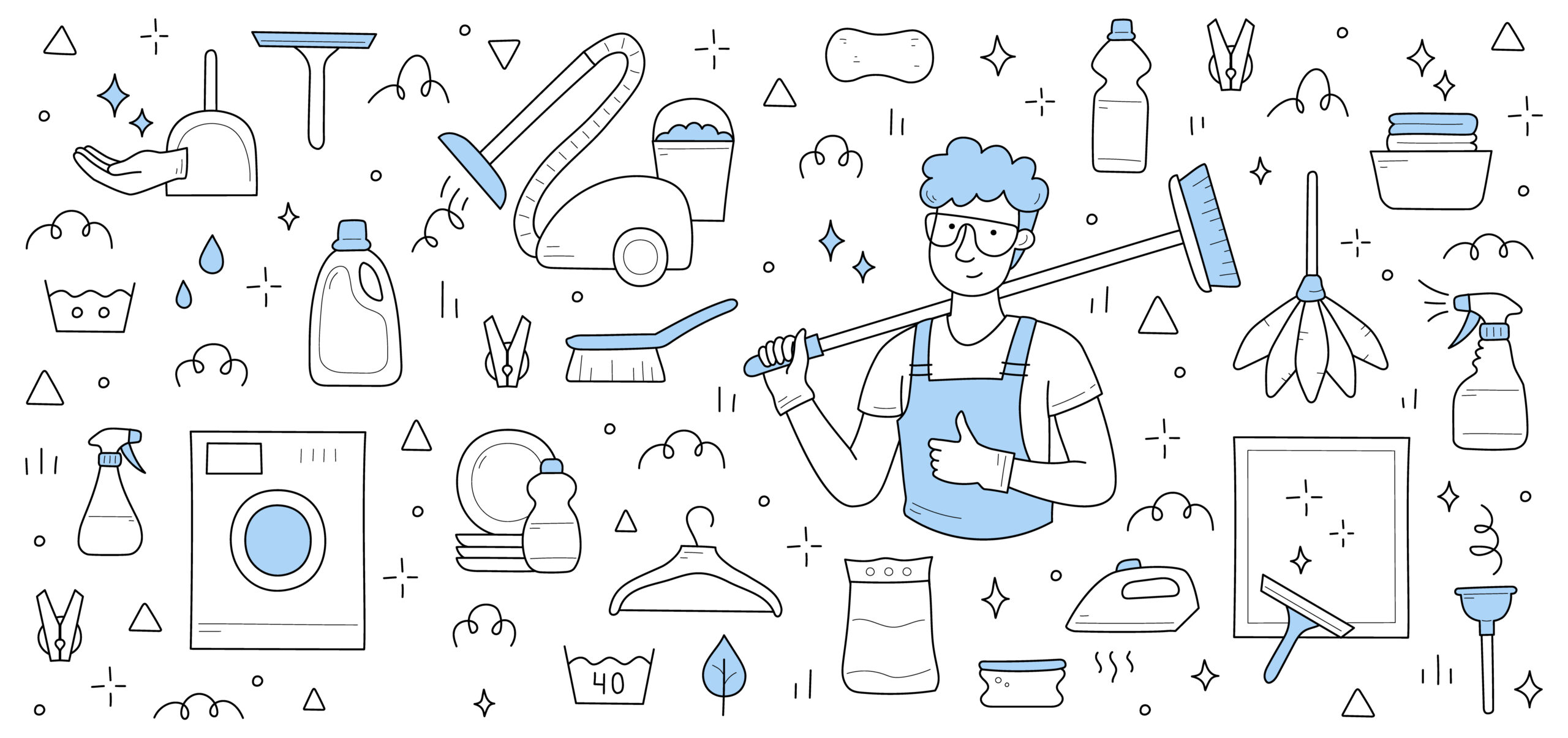 cleaning service background with man worker